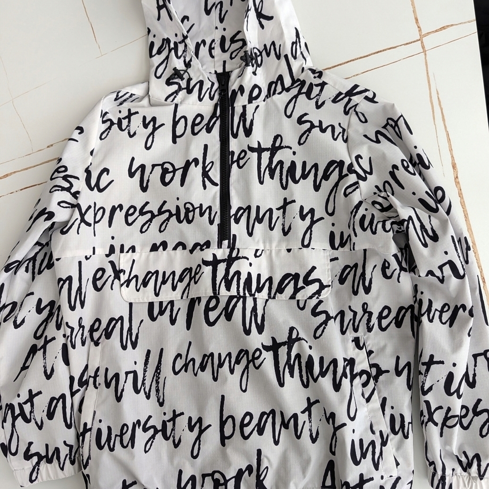 Zara Black and White Script Raincoat
